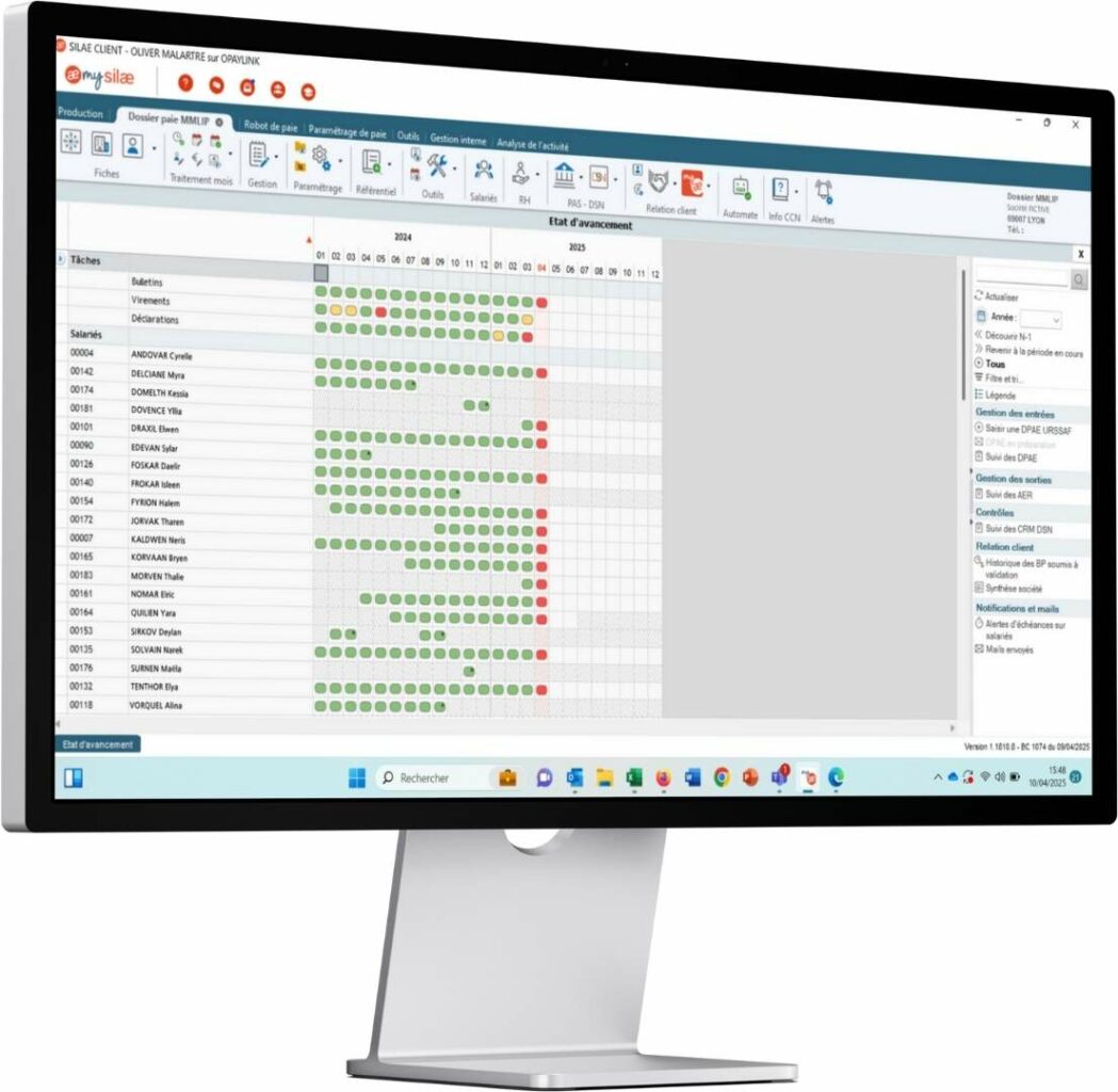 capture d'écran silae capture d'écran du logiciel MySilae avec Opaylink